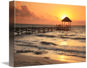 Sunset Dock Beach Canvas PNG with transparent background