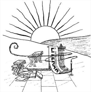 Sunset Literary Surrealism Sketch PNG image with transparent background
