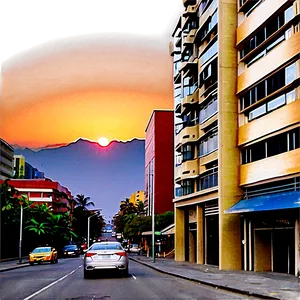 Sunset On City Street Png Htk3 PNG Image