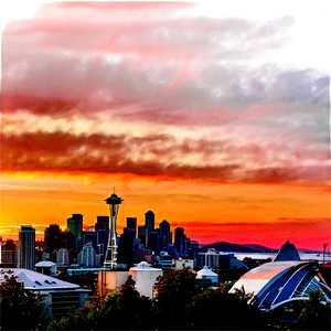 Sunset Over Seattle Skyline Png Krm PNG Image