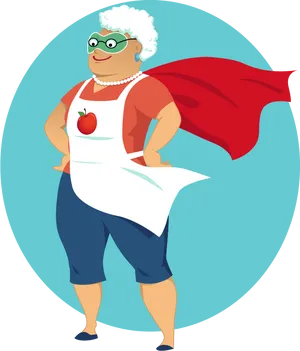 Super Granny Hero Illustration PNG Image