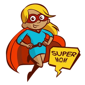 Super Mom Cartoon Hero PNG Image