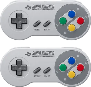 Super Nintendo Controllers Top View PNG Image