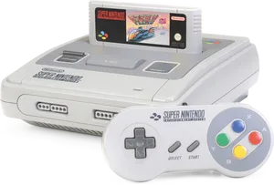 Super Nintendo Entertainment Systemwith Controllerand Game PNG Image