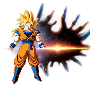 Super Saiyan 3 Goku's Energy Explosion Png Aew18 PNG Image