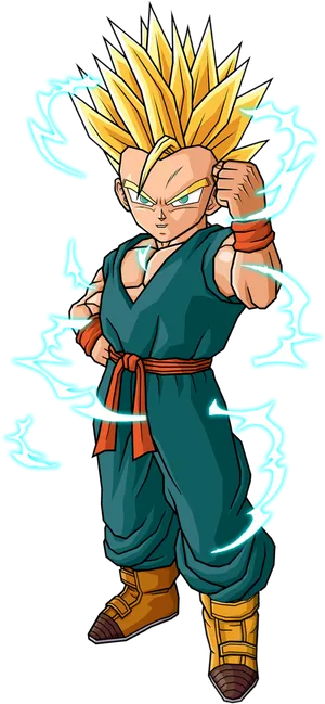 Super_ Saiyan_ Anime_ Character_ Pose PNG Image