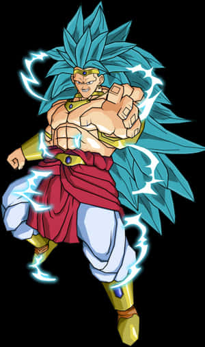 Super Saiyan Blue Broly Power Up PNG image with transparent background