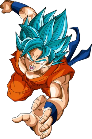 Super_ Saiyan_ Blue_ Goku_ Flying_ Forward.png PNG Image