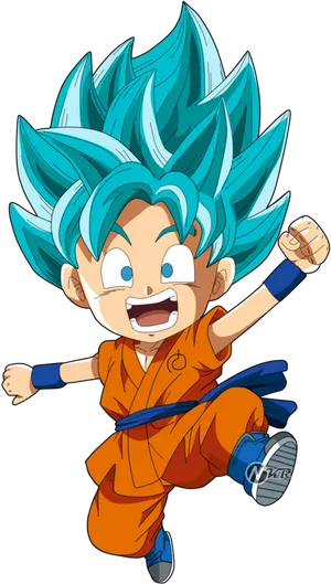 Super Saiyan Blue Goku Jr Fanart PNG Image