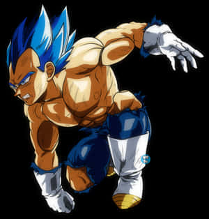 Super_ Saiyan_ Blue_ Vegeta_ Action_ Pose PNG image with transparent background
