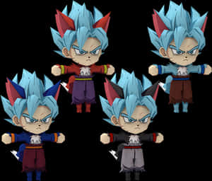 Super Saiyan Blue Vegeta Chibi Poses PNG image with transparent background