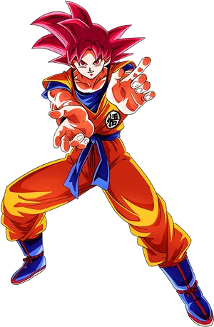 Super Saiyan God Goku Pose PNG Image