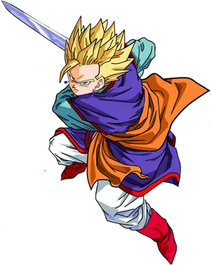 Super Saiyan Gohan Action Pose PNG Image