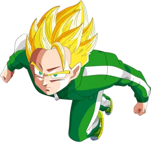 Super Saiyan Gohan Flying Action PNG Image