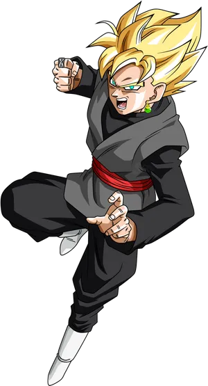 Super Saiyan Goku Black Action Pose PNG Image