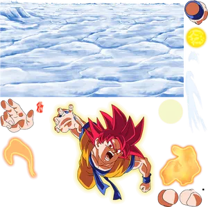 Super_ Saiyan_ Goku_ Flying_ Over_ Ice PNG Image