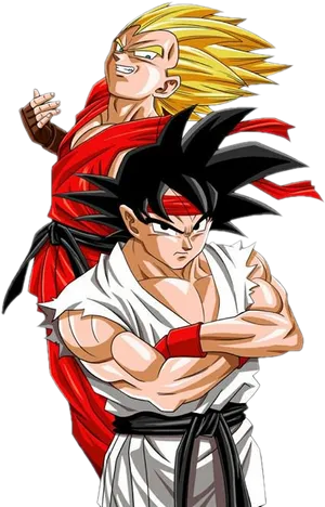 Super Saiyan Gokuand Base Form Goku Illustration PNG Image