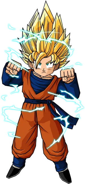 Super Saiyan Kid Goku Power Up PNG Image