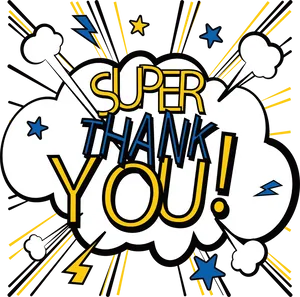 Super Thank You Comic Style Illustration PNG Image