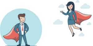 Superhero Business People Cartoon PNG