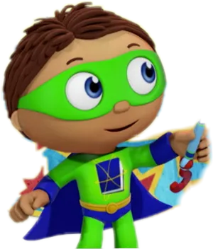 Superhero Child Cartoon Character PNG Image