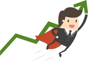 Superhero Investor Uptrend PNG Image