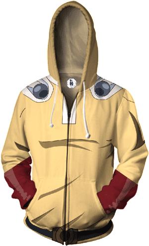 One Punch Man Hoodie Saitama Anime Cosplay Anime Zip - One Punch Man Jumper, HD Png Download PNG with transparent background