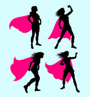Superheroine Silhouettes Action Poses PNG with transparent background