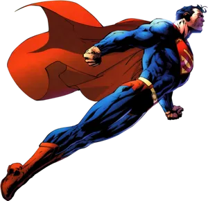 Superman Classic Flight Pose PNG Image