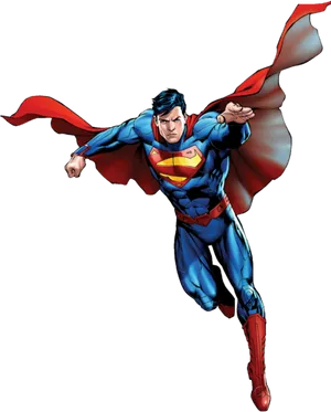 Superman_ Flying_ Heroic_ Pose PNG Image