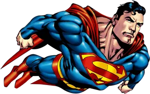 Superman Flying Heroic Pose PNG Image