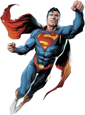 Superman_ Flying_ Heroic_ Stance PNG Image