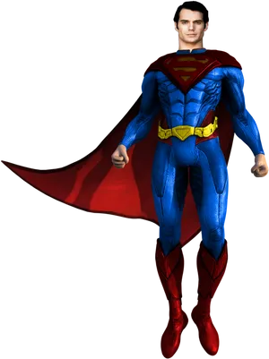 Superman Full Body Costume Pose PNG Image