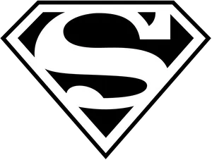 Superman Logo Blackand White PNG Image