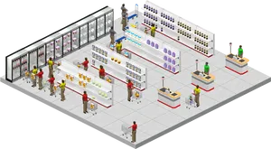 Supermarket Isometric View PNG Image