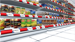 Supermarket Shelves Stockedwith Canned Goods PNG image with transparent background