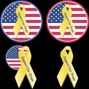 Support Our Troops Ribbon Designs PNG with transparent background