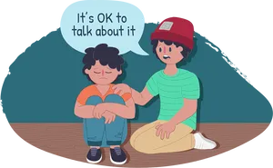 Supportive Friend Comforting Upset Child PNG Image