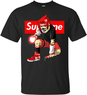 Supreme Anime Character Tshirt Design PNG Image