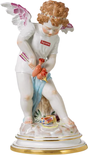 Supreme Branded Angel Figurine PNG Image