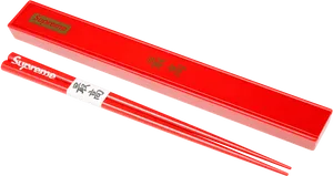 Supreme Branded Red Chopsticks PNG Image