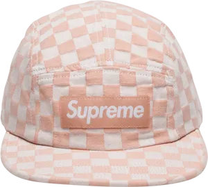 Supreme Checked Camp Cap Pink PNG Image