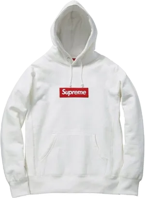 Supreme White Hoodiewith Logo PNG Image