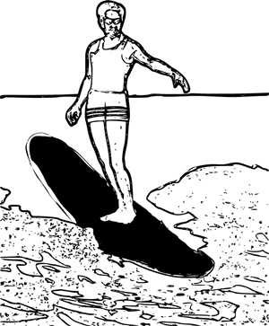 Standing,line Art,recreation - Clip Art Black And White Surfing, HD Png Download PNG with transparent background
