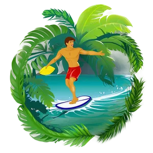 Surfer In Tropical Paradise Png Yam55 PNG Image