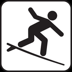 Surfer Silhouette Sign PNG with transparent background