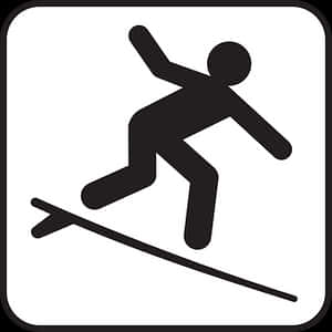 Surfer Silhouette Sign PNG with transparent background