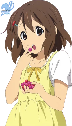 Surprised Anime Girl With Grapes PNG Image