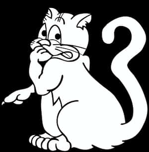 Surprised Cartoon Cat Outline PNG image with transparent background