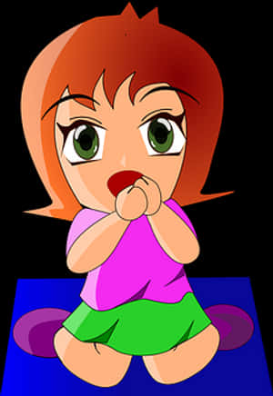 Surprised Cartoon Girl Illustration PNG image with transparent background